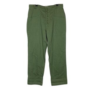 Urban Outfitters green button front relaxed trousers